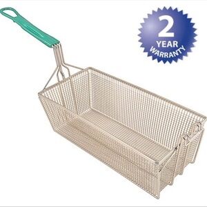 Stainless Steel Fry Basket with Green Handle